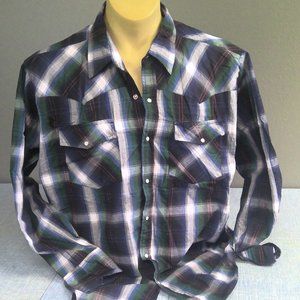Vintage HB Company Western Pearl Snap Shirt Long Sleeve Check 2X Big
